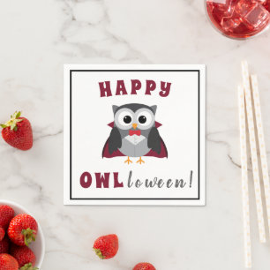 Funny Happy Halloween Owl Vampire Trick or Treat  Napkin