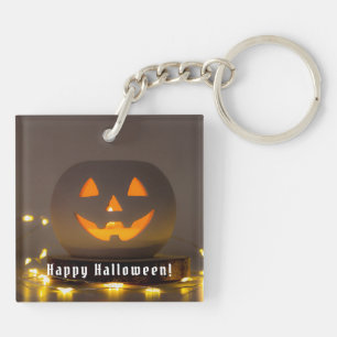 Funny Happy Halloween Pumpkin Key Ring