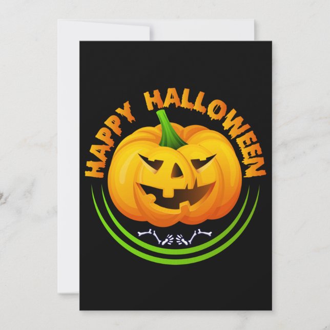 Funny Happy Halloween Scary Pumpkin Halloween Card (Front)