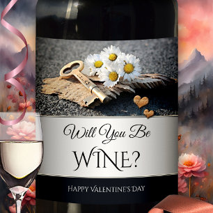 Funny Happy Hearts Valentine's Day Wine Label
