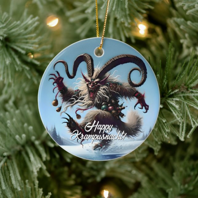 Funny Happy Krampusnacht Ceramic Tree Decoration (Tree)