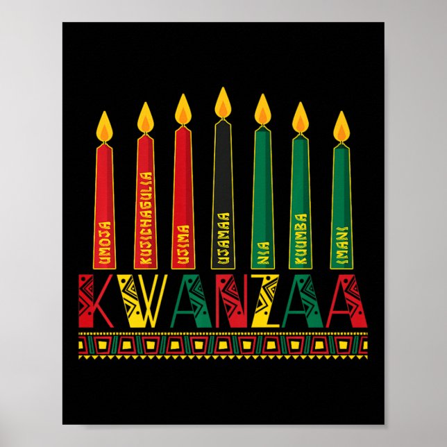 Funny Happy Kwanzaa Kinara Principles Candles Pan  Poster (Front)