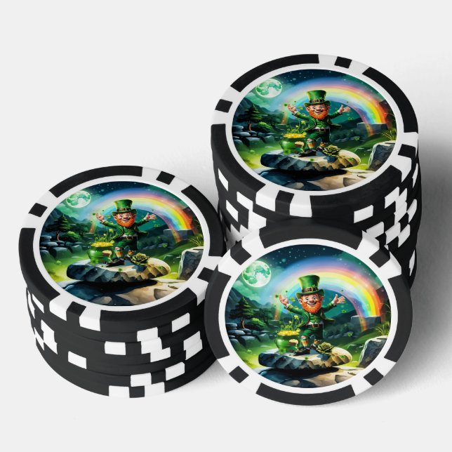 Funny happy  leprechaun  poker chips (Stack)
