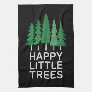 Funny Happy Little Trees Gifts Camping  Tea Towel