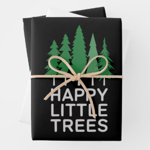 Funny Happy Little Trees Gifts Camping  Wrapping Paper Sheet