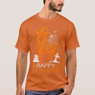Funny Happy Llamaween Skeleton Llama Halloween Cos T-Shirt