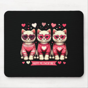 Funny Happy Meowentines Cute Valentine Cats Love C Mouse Pad