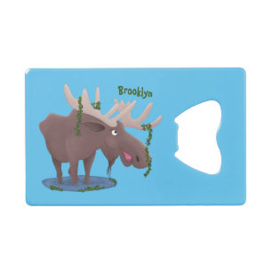 Funny happy moose cartoon illustration