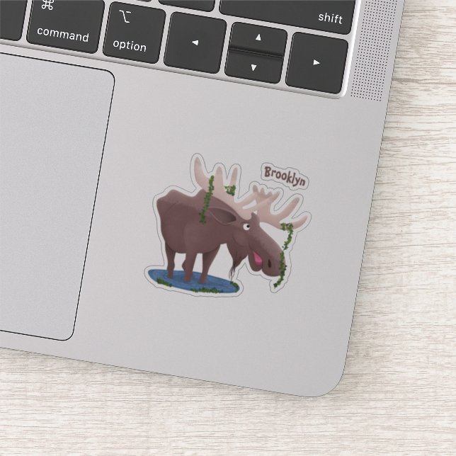 Funny happy moose cartoon illustration (Detail)