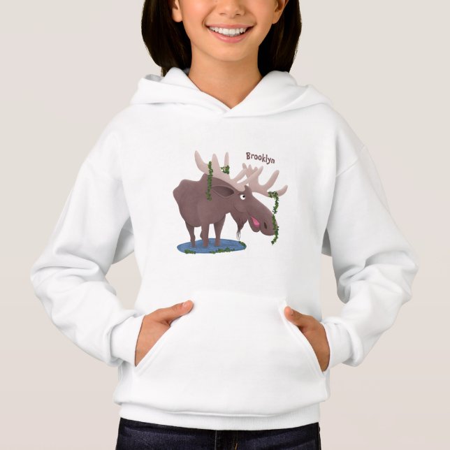 Funny happy moose cartoon illustration (Front)