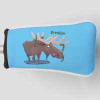 Funny happy moose cartoon illustration