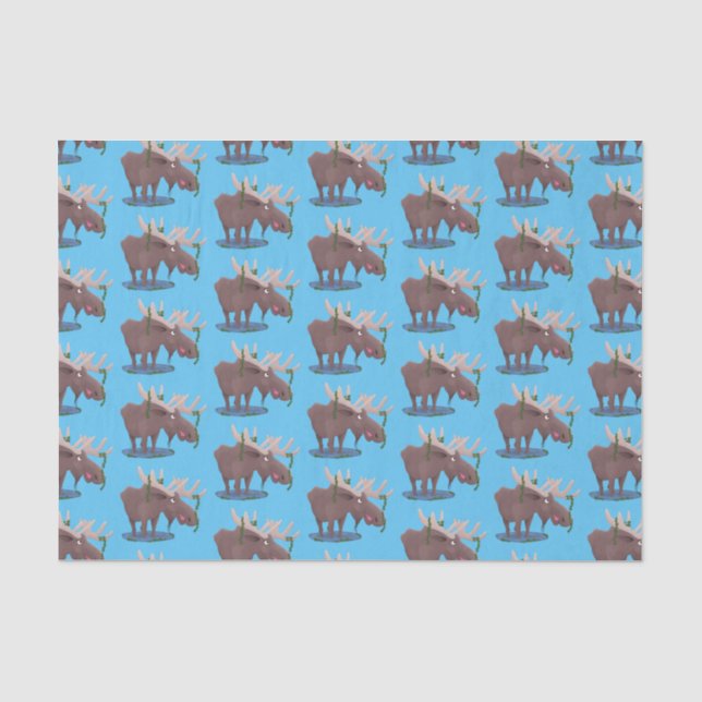 Funny happy moose cartoon illustration tissue paper (Front)