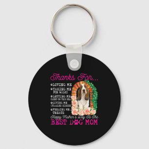 Funny happy mother's day dog mom cute basset hound key ring