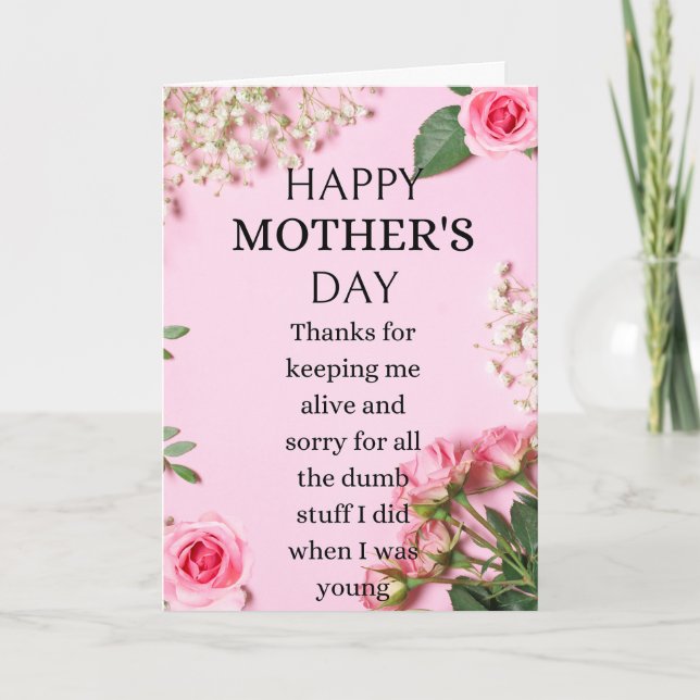 Funny Happy Mother's Day, thanks for keeping me  Thank You Card (Front)