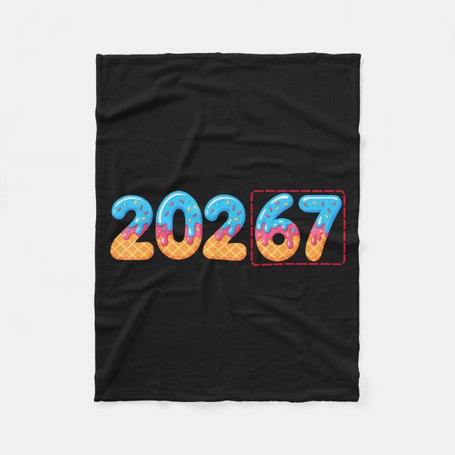 Funny Happy New Year 2026 20267 Ice Cream Drip 67  Fleece Blanket (Front)