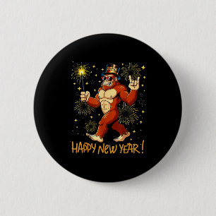 Funny Happy New Year 2026 Bigfoot Lovers New Years 6 Cm Round Badge