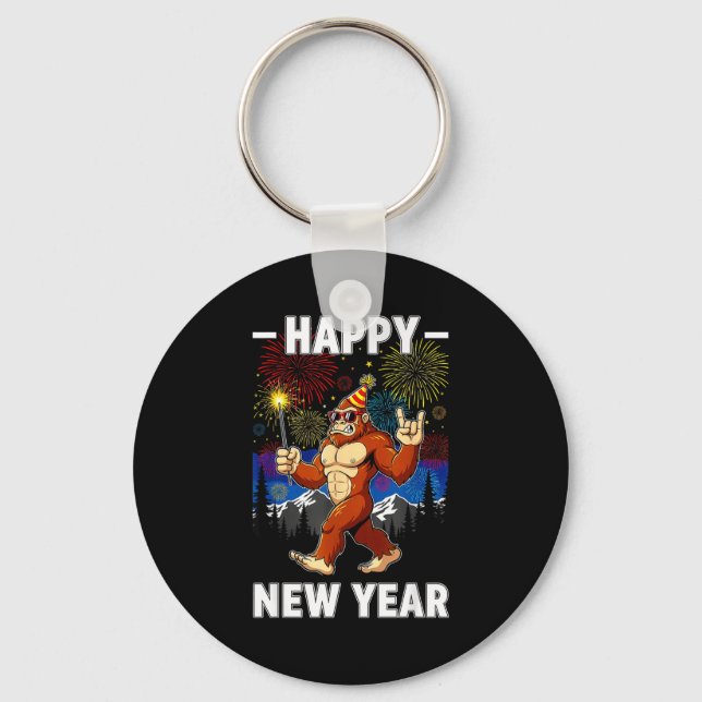 Funny Happy New Year 2026 Bigfoot Lovers New Years Key Ring (Front)