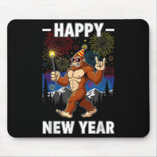 Funny Happy New Year 2026 Bigfoot Lovers New Years Mouse Pad