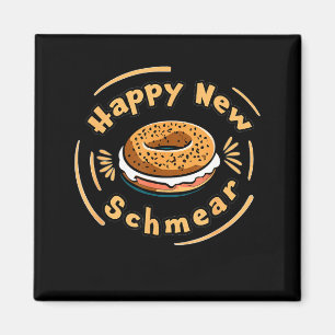 Funny Happy New Year Bagel &amp; Schmear Jewish Br Magnet