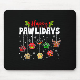 Funny Happy Pawlidays Christmas Dog Paw Xmas Dogs  Mouse Pad