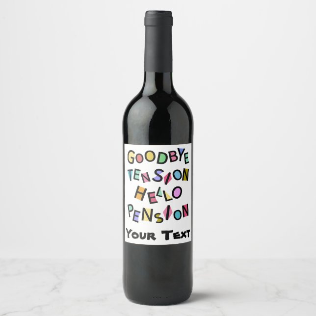Funny Happy Pensioner Retiree Senior Old Man Lady  Wine Label (Front)