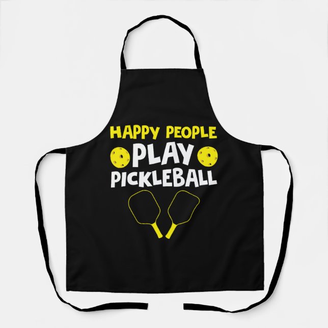 Funny Happy People Play Pickleball Apron (Front)