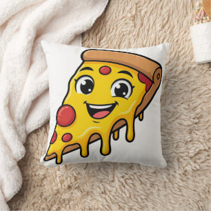 Funny Happy Pizza Slice with Stretchy Cheese Cute Cushion