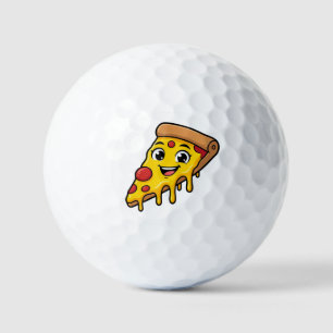 Funny Happy Pizza Slice with Stretchy Cheese Cute  Golf Balls