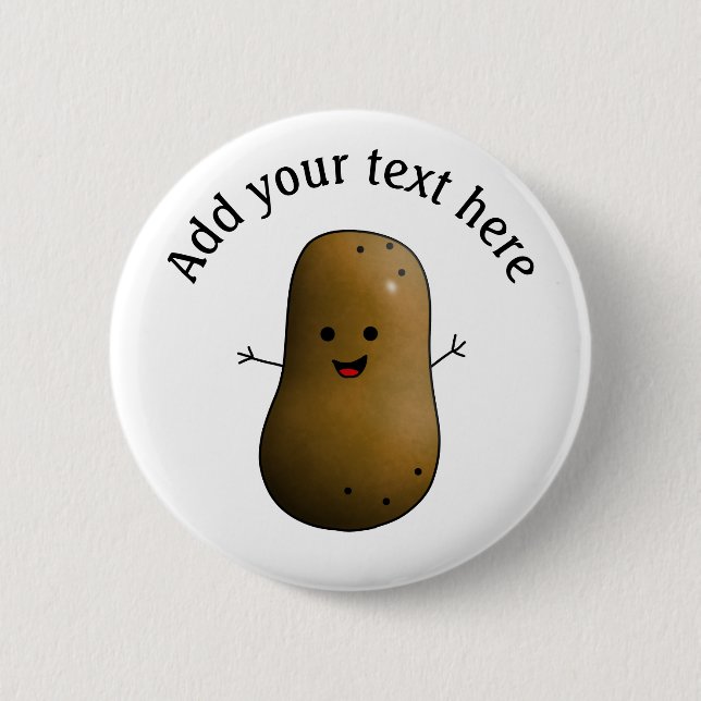 Funny Happy Potato Personalised 6 Cm Round Badge (Front)