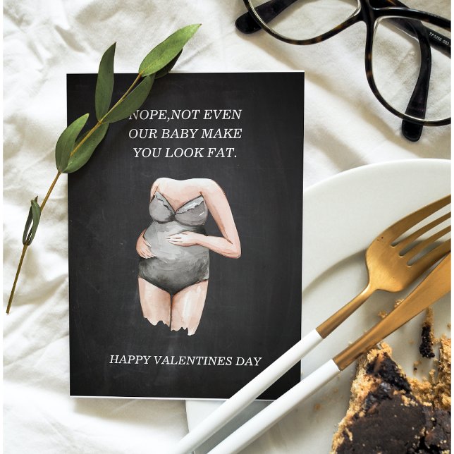 Funny Happy Pregnant Valentines Day Gift Holiday Card (Creator Uploaded)