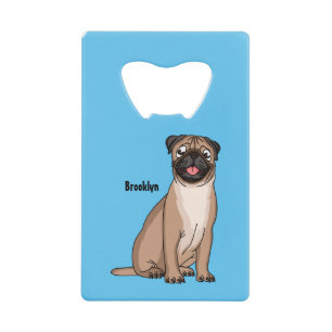 Funny happy pug dog cartoon illustration