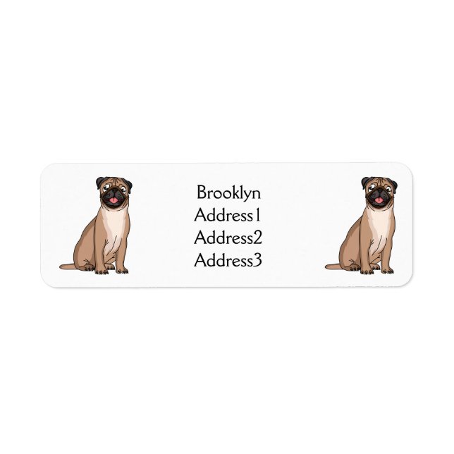Funny happy pug dog cartoon illustration  (Front)