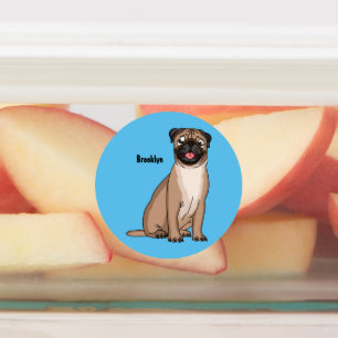 Funny happy pug dog cartoon illustration