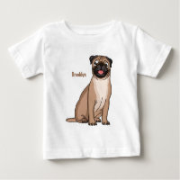 Funny happy pug dog cartoon illustration