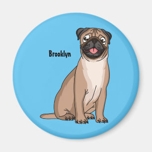 Funny happy pug dog cartoon illustration magnet
