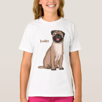 Funny happy pug dog cartoon illustration