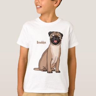 Funny happy pug dog cartoon illustration T-Shirt
