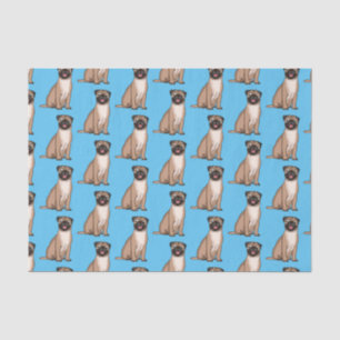 Funny happy pug dog cartoon illustration tissue paper
