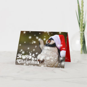 Funny Happy Santa Penguin&Merry Christmas Unique Card