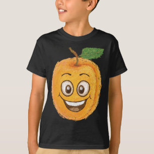 Funny Happy Smiling Apricot Fruit Cartoon Characte T-Shirt