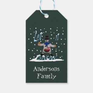 Funny happy smiling snowman Personalised Gift Tags