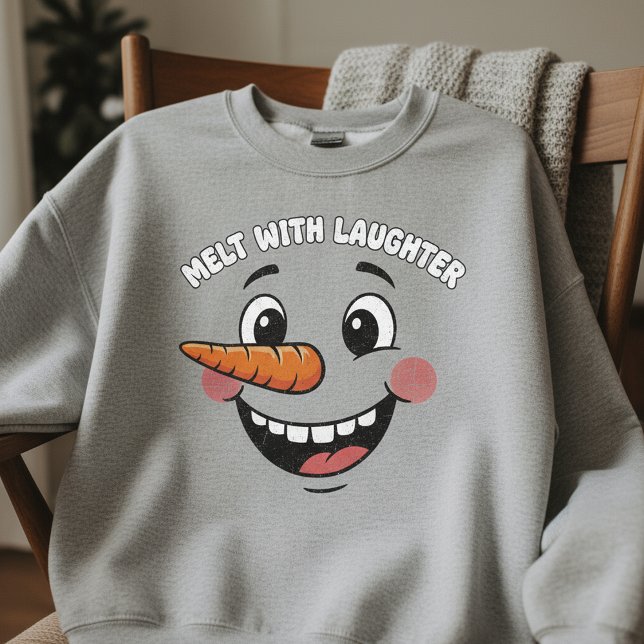 Funny Happy Snowman Face T-Shirt | Cute Smiling Sweatshirt (Creator Uploaded)