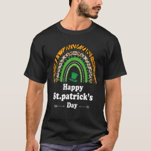 Funny Happy St Patrick's Day Cool Rainbow Leopard T-Shirt