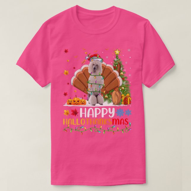 Funny Happy Standard Poodle Dog HelloThanksMas  T-Shirt (Design Front)