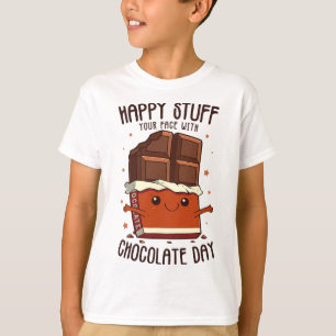 Funny Happy Stuff Your Face With Chocolate Day Eas T-Shirt