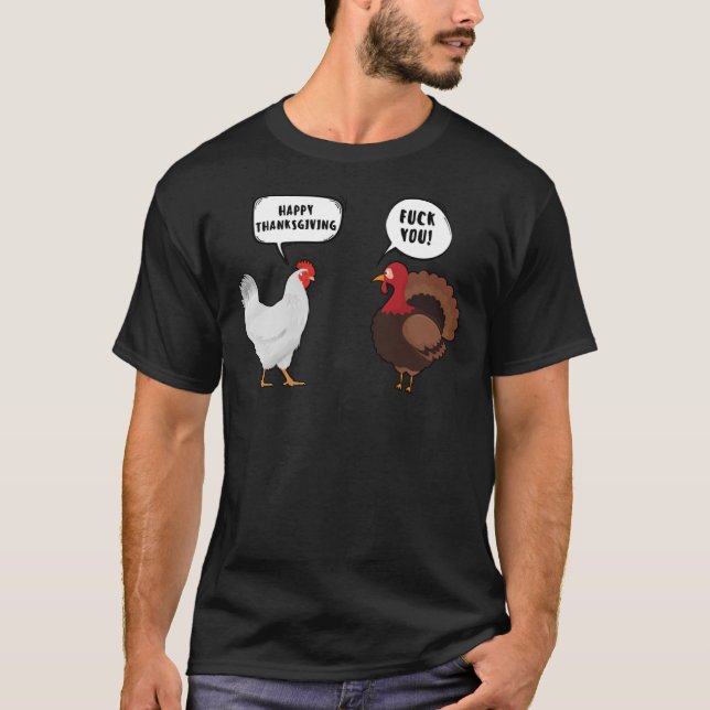 Funny Happy Thanksgiving Chicken Vs Turkey Essenti T-Shirt (Front)