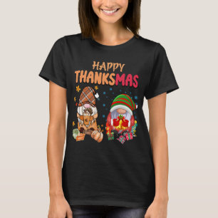 Funny Happy Thanksmas Thanksgiving and Christmas C T-Shirt
