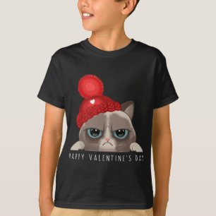 Funny Happy Valentine's Day Cat Love Heart Boys Gi T-Shirt