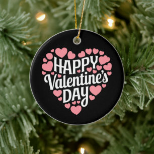 Funny Happy Valentines Day Heart Love Valentine Ceramic Tree Decoration
