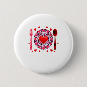 Funny Happy Valentines Day Lunch Lady Leopard Hea  6 Cm Round Badge